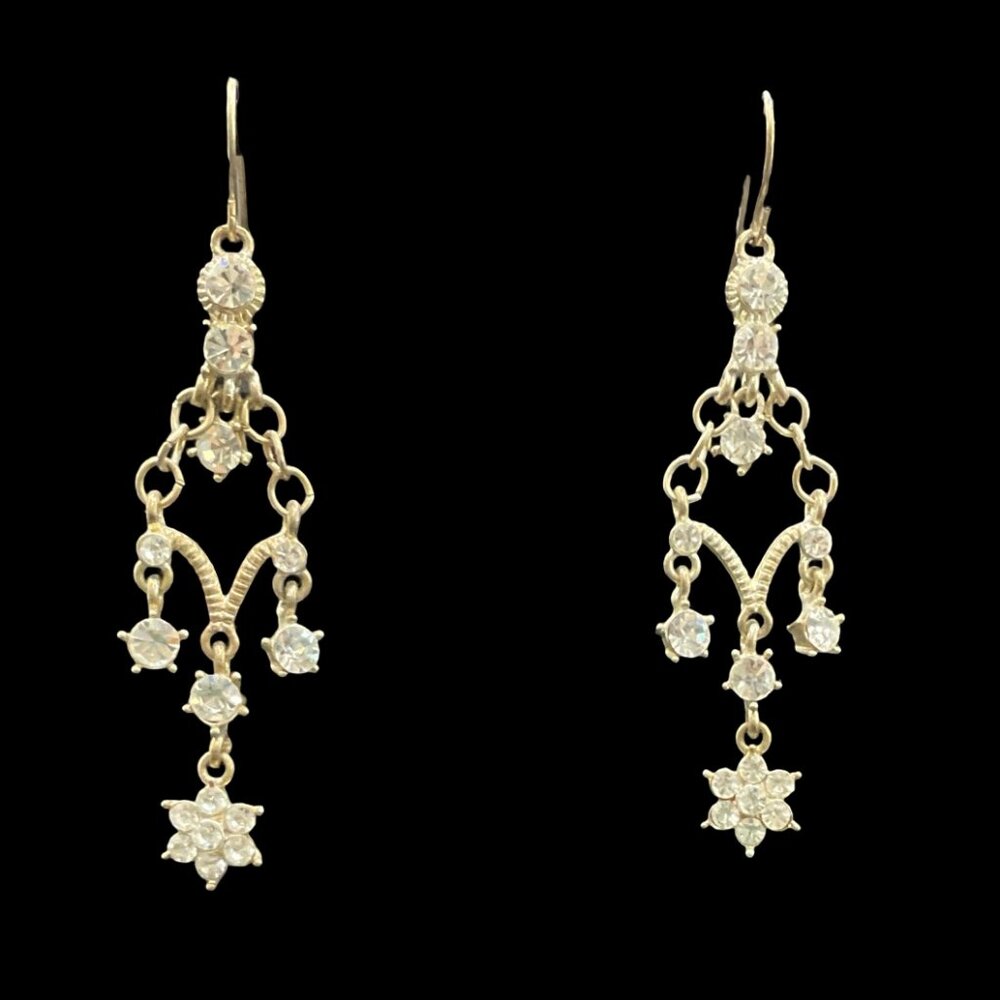 👗5/$25 - Champagne Tone Rhinestone Chandelier Earrings